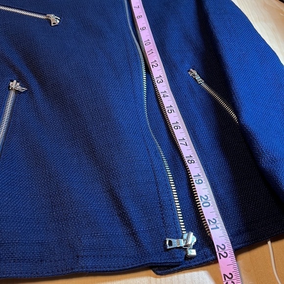 WOMEN’S Gap Navy Moto Jacket Textured Tweed Size Medium - Picture 12 of 12